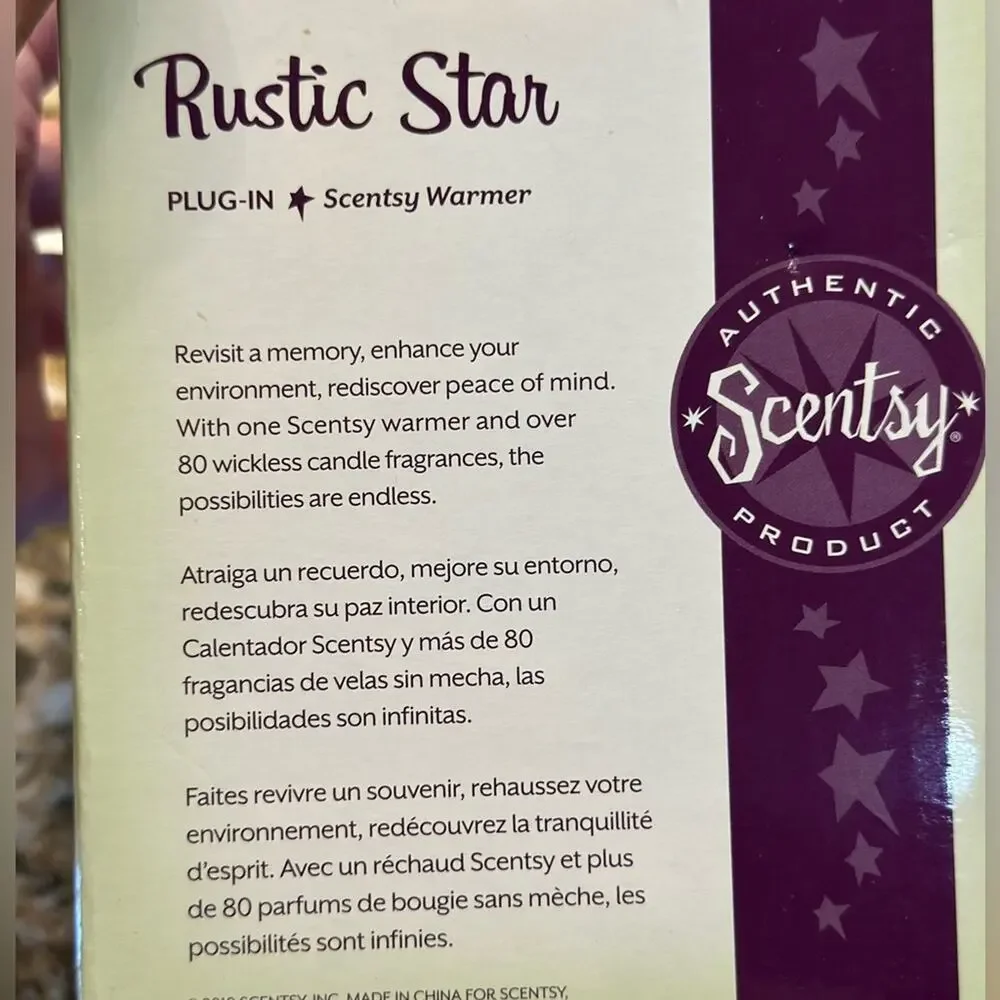 Scentsy Rustic Star Tan and Red Plug In Wax Melt Warmer